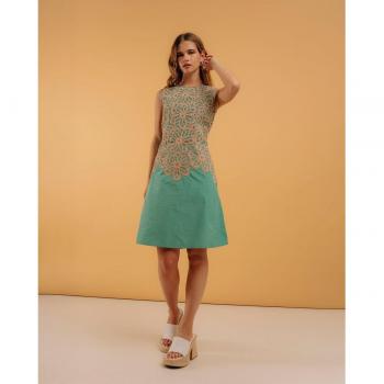 Vestido Niza Evasé Corto Bordado Manga Sisa