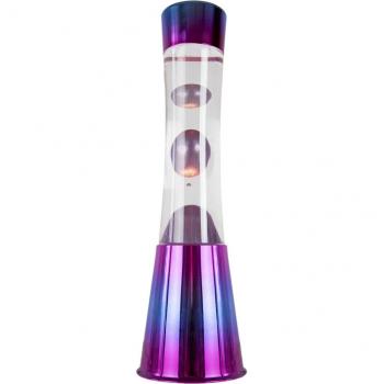 Lámpara de Lava Fisura Iridiscente con Base Iridiscente, Líquido Transparente y Lava Metálica Multicolor