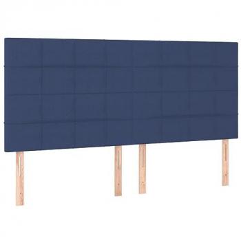 Cabecero con luces LED tela azul 180x5x118/128 cm