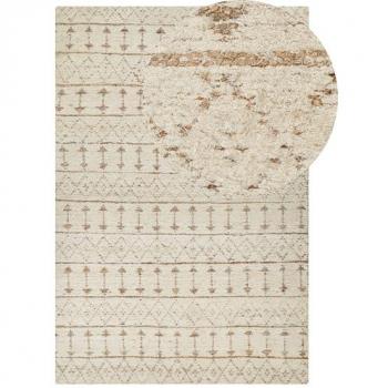 Alfombra moderna beige 200 x 300 cm rectangular, hecha a mano, reversible y de pelo bajo