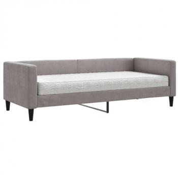 Sofá cama con colchón tela gris taupe 80x200 cm