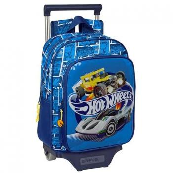 Mochila Escolar con Carro Safta Hot Wheels Sonny - Diseño Ergonómico, Amplio Espacio de Almacenamiento, Bolsillos Multifuncionales, Ideal para Niños de Diferentes Edades, Cómoda y