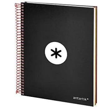 Cuaderno espiral liderpapel A5 micro antartik tapa forrada 120h 100gr horizontal 5 bandas 6 taladros color negro.