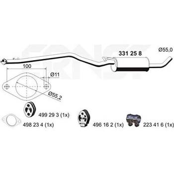 Silenciador Intermedio ERNST 331258 para Ford Tourneo Transit