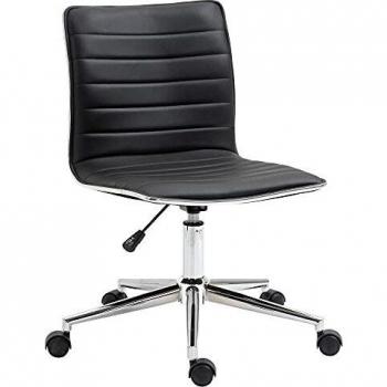 Vinsetto Silla de Oficina Ergonómica Silla Escritorio Giratoria con Altura Ajustable Respaldo Tapizado en Piel Sintética Carga 120 kg 47x57x76,5-86,5 cm Negro