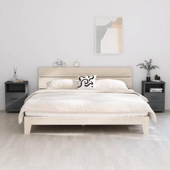 HAMAR Dark Grey Solid Pine Bedside Cabinets (2 pcs) 40x35x62 cm