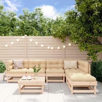 7 Piece Solid Wood Garden Lounge Set with Cushions