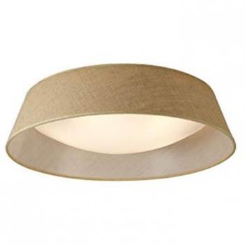Plafón de Techo Sabina 59 cm Ø, 5 x E27 (Máx 20W), Pantalla de Lino Marrón y Acrílico Blanco