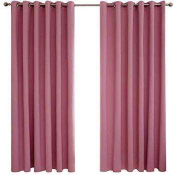 Deconovo Cortinas Opacas Dormitorio Moderno para Habitacion 2 Piezas 229 x 229 cm Rosa