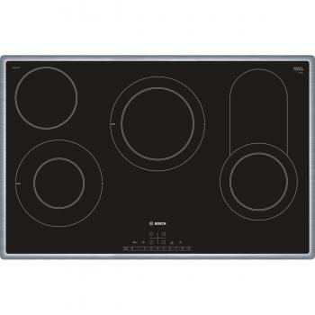 Placa de cocción Bosch Serie 6 PKC845FP1D, vitrocerámica negra, 4 zonas de cocción, independiente, 79.5 cm