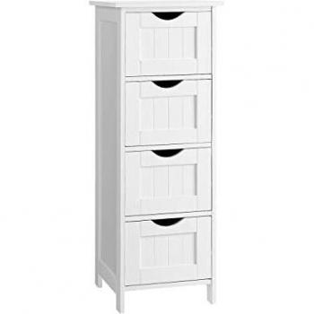 Estantería de baño de pie con 4 cajones, almacenamiento moderno para sala de estar, baño, comedor y cocina, dimensiones 30x30x82 cm en elegante blanco