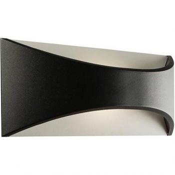 Aplique de jardín Vulcan Policarbonato Opal 1 bombilla 12cm, Luz LED integrada para exterior, Aplique de pared Up Down con textura Negro mate, Ópalo, IP65