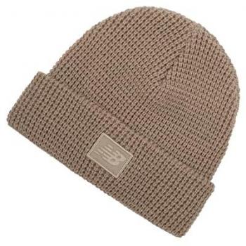 Gorro unisex New Balance Waffle Knit Cuffed marrón, de punto gofre, cómodo y elegante, talla única