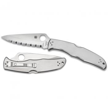 Spyderco Endura 4 Stainless Steel Serrated Blade Folding Knife C10S