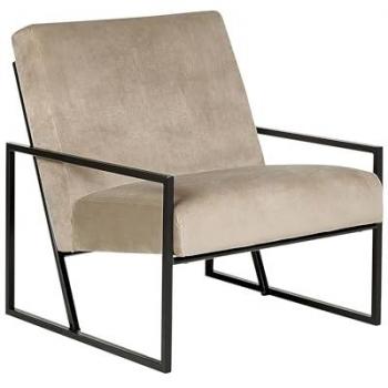 Sillón moderno glamour decorativo Delary con estructura de metal negro y tapicería de terciopelo gris pardo