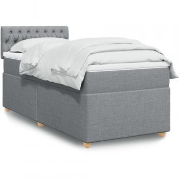Cama box spring suave con colchón gris claro 80x200 cm tela