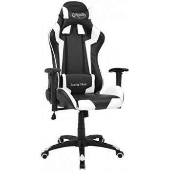 vidaXL Silla Escritorio Reclinable Blanca Sillón Mobiliario Asiento Giratoria