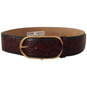 Dolce & Gabbana Red Exotic Leather Gold Oval Buckle Belt - 75 cm / 30 Inches