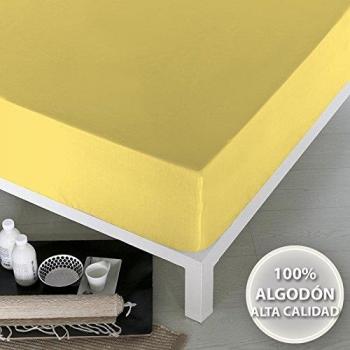 NATURALS Sábana Bajera Ajustable 100% ALGODÓN Liso 90 cm Amarillo