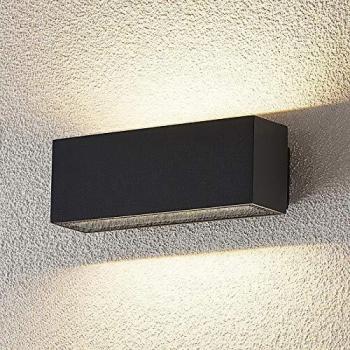 Aplique LED para exterior Lucande Oliver gris oscuro 18 cm, lámpara de pared moderna de aluminio con 2 llamas