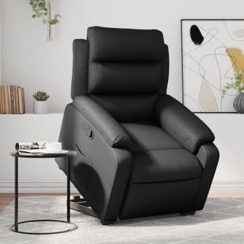 Silla de elevación reclinable de cuero artificial negro Vidaxl