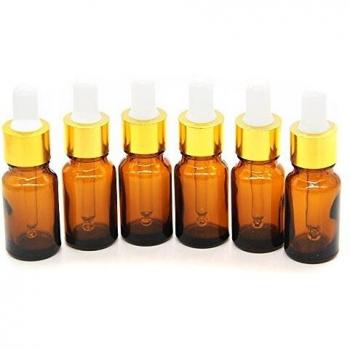 Yizhao Dorado Frasco Cuentagotas Cristal 10ml, Botellas Cuentagotas con [Pipeta Cuentagotas Cristal], para Aceite Esencial, Masaje,Fragancia, Aromaterapia, Laboratorio - 12Pcs