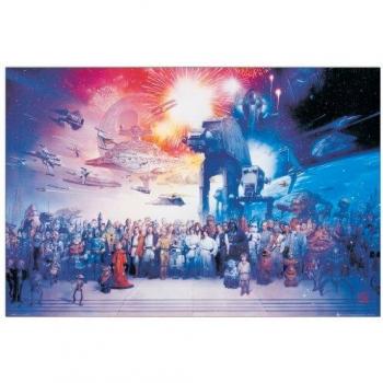 Panel decorativo listo para colgar de Star Wars con todos los personajes - 90x60 cm