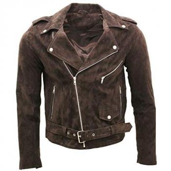 Threadbare Men's Brando Biker Jacket in Goat Suede - Size EU 38 / UK 10