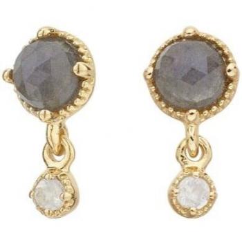Pendientes labradorita y piedra lunar baño oro 18k Itemporality