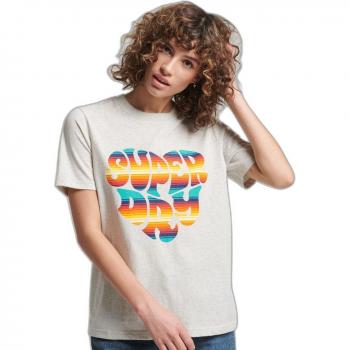 Camiseta de mujer Superdry Vintage Scripted Infill Gris, Casual, Algodón, Manga corta