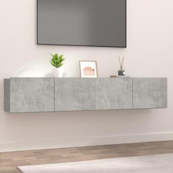 Muebles TV 2 piezas de hormigón gris 80x30x30 cm madera contrachapada