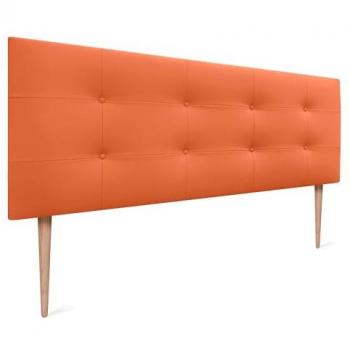Cabecero Acolchado Capitone de Polipiel Naranja 145x115cm - Grosor 8cm para Camas Matrimonio e Individual