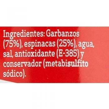 Luengo - Garbanzo Cocido En Frasco De 570 g Con Espinacas