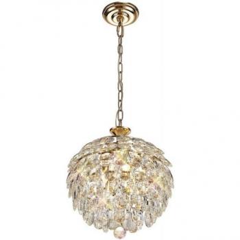 Lámpara colgante Coniston de Inspired Lighting, 3 bombillas E14, oro francés, cristal, diámetro 45cm