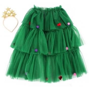 Kit de Árbol de Navidad: Diadema y Capa de Tul de 54 cm