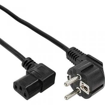 Cable de Alimentación InLine® C13 a CEE 7/7, Conector Curvado, 1m, Negro