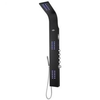 Columna de ducha hidromasaje termostática con luces LED y bluetooth - 20 cm x 165 cm - Negro - CHAKRA V