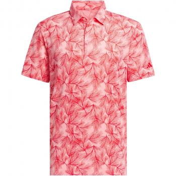 Adidas Men's Ultimate365 Mesh Print Polo Shirt - Collegiate Green/Sandy Pink