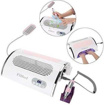 lámpara de uñas inteligente, Herramienta multifunción 3 en 1 para decoración de uñas, secador de uñas con temporizador y aspirador de uñas, lima de uñas eléctrica