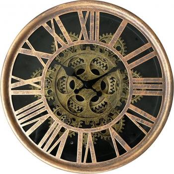 Reloj de pared redondo mecanismo dorado de 25 cm