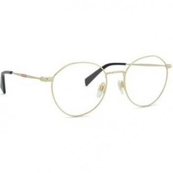 Levi's LV 1059 Unisex Round Metal Glasses with Full Rim, Gold Frame, 53mm/19mm/140mm