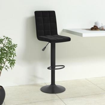 Taburete de Bar de Terciopelo Negro con Asiento Acolchado y Estructura Metálica, Altura Ajustable, Diseño Moderno y Elegante