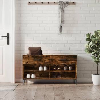 Banco zapatero de madera de ingeniería roble ahumado 102x35x55 cm