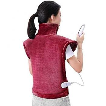 Almohadilla Térmica Eléctrica 60 x 85 cm para la Espalda, Hombros y Cuello Calentado con Tecnología de Calentamiento Rápido con 6 Niveles de Temperatura, Apagado Automático, Lavable a Máquina