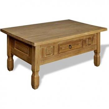 vidaXL Mesita de café con cajón, madera pino mejicana