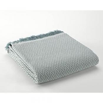 Colcha Multiusos Estelia India Aqua 225x260 cm - Algodón Reciclado, Foulard Sofá y Cubrecama