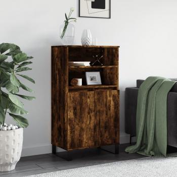Aparador alto de madera contrachapada en roble ahumado, dimensiones 60x36x110 cm, mueble de almacenaje para salón, buffet y armario auxiliar