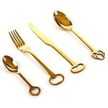 Seletti keytlery 6-Place Juego de Cubiertos, Acero Inoxidable 18/0 galvanizado, Oro, Juego de 24