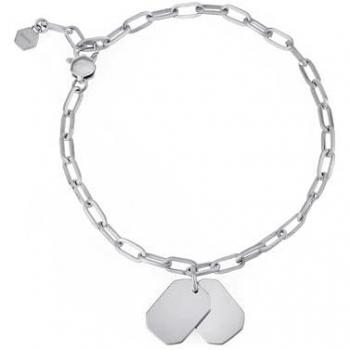 Pulsera de Mujer BREIL Private Code, Acero Pulido, Placas Personalizables, Cierre de Mosquetón Ajustable, Talla 21 cm