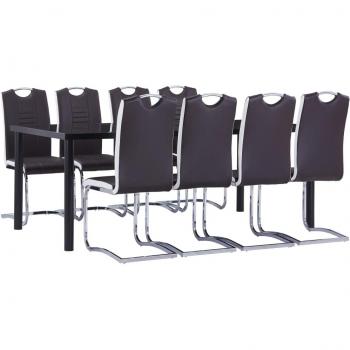 Conjunto de Jantar Dia e Noite 9 piezas cuero sintético marrón
